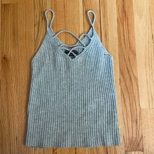 American Eagle Ribbed Tank Top strappy grey-blue